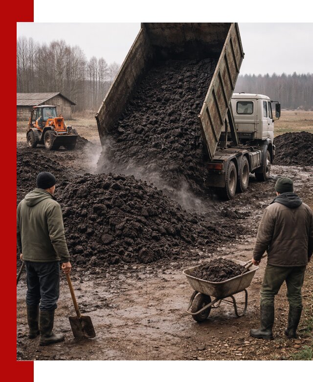 Доставка низинного торфа с разгрузкой и доставкой в Горном-Алтайске