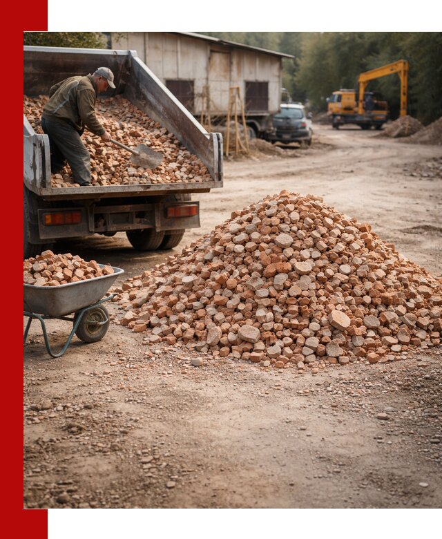 Доставка и подушка из боя кирпича с разгрузкой в Горном-Алтайске