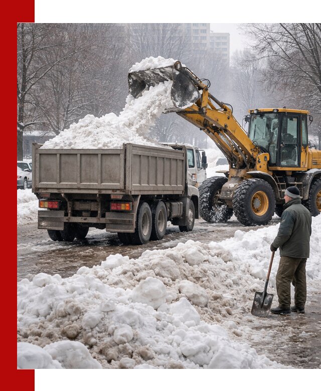 Вывоз снега грузовой техникой в Горном-Алтайске оперативно и чисто