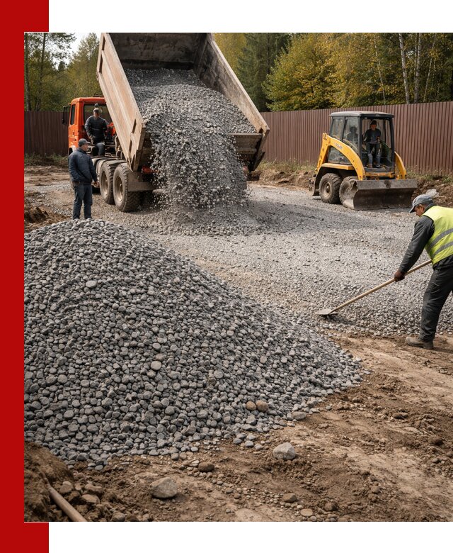 Отсыпка участка щебнем с доставкой и уплотнением в Горном-Алтайске