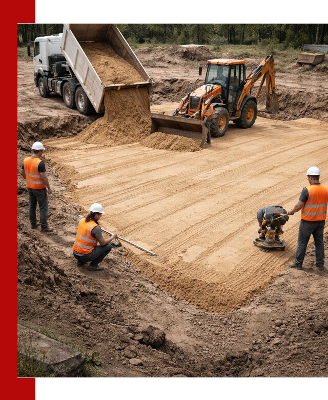 Устройство песчаной подушки для фундаментов и дорог в Горном-Алтайске